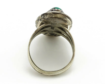 Navajo Ring .925 Silver Spiderweb Turquoise Native American Artist C.1980's