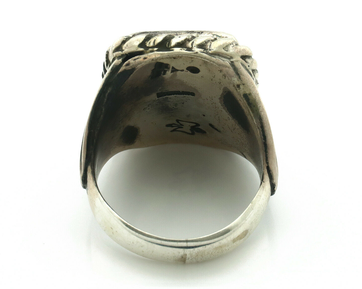 Navajo Ring .925 Silver Cripple Creek Turquoise Artist Signed Montoya C.80's