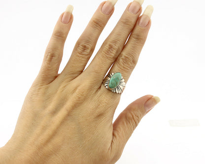 Navajo Ring .925 Silver Kingman Turquoise Artist Signed Apache C.80's