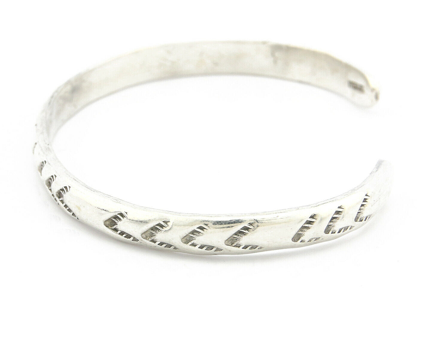 Navajo Bracelet .925 Silver Hand Stamped Arrow Head Artist I Montoya C.80's