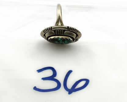 Navajo Ring .925 Silver Spiderweb Turquoise Artist Signed L. M. Nez C80s