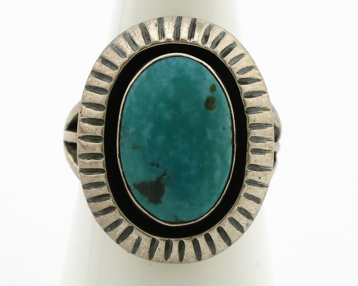 Navajo Ring .925 Silver Blue Southwest Turquoise Signed WR C.80's