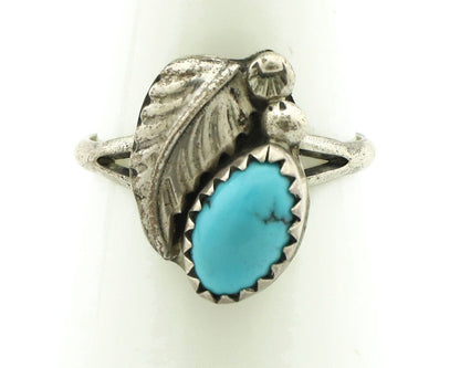 Navajo Ring .925 Silver Natural Blue Mined Southwest Turquoise Native Artist C80