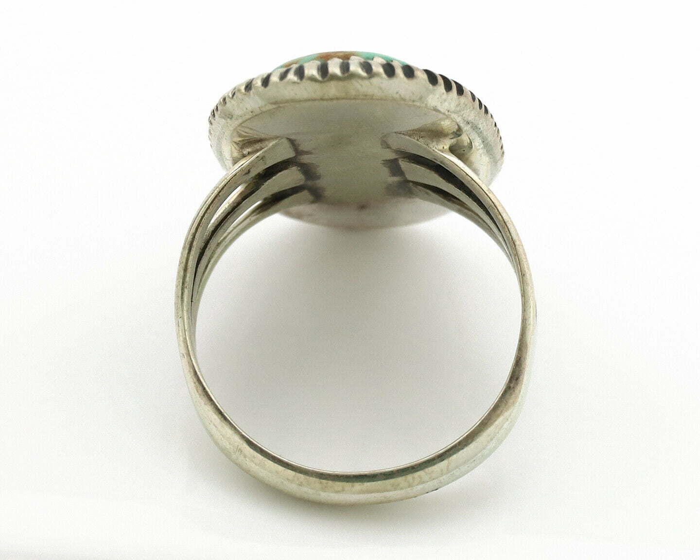 Navajo Ring .925 Silver Kingman Turquoise Native American Artist C.1980's