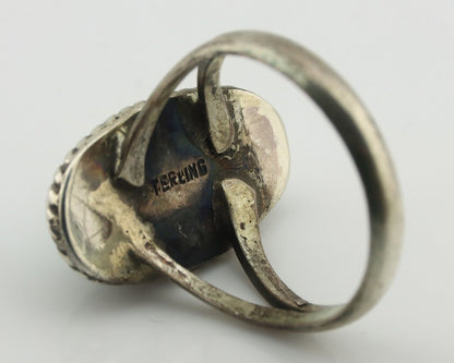 Navajo Ring 925 Silver Natural Blue Kingman Turquoise Native Artist C.80's