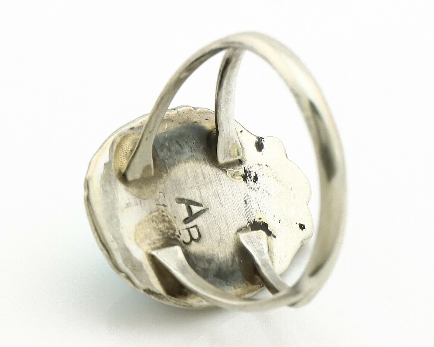 Navajo Ring .925 Silver Blue Turquoise Artist Signed Anna Begay C.1980's