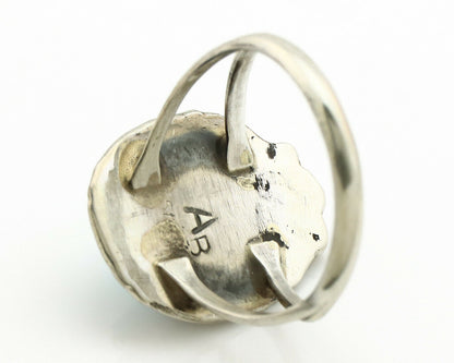 Navajo Ring .925 Silver Blue Turquoise Artist Signed Anna Begay C.1980's