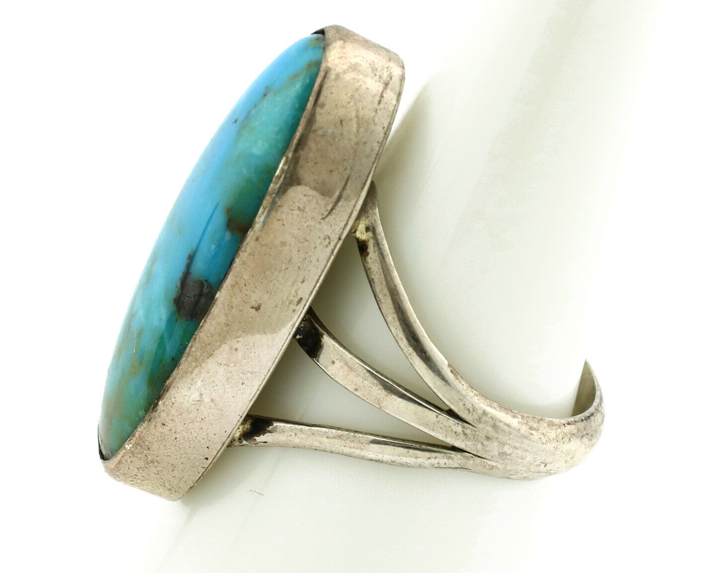 Navajo Ring .925 Silver Nevada Turquoise Native American Artist C.80's