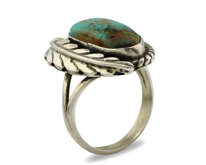 Navajo Ring .925 Silver Turquoise Mountain Signed Artist Apache C.80's