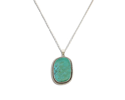 Navajo Necklace 925 Silver Natural Green Turquoise Native Artist Signed C.80's