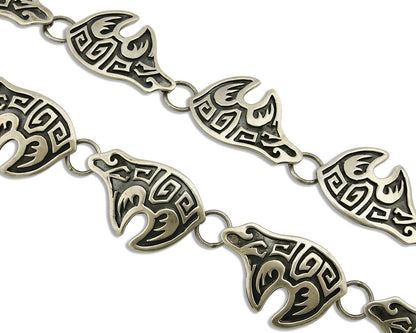 Navajo Spirit Bear Concho Belt .925 Silver Handmade Signed M Montoya C.80's