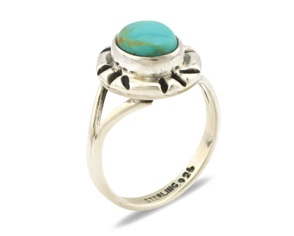 Navajo Ring .925 Silver Kingman Turquoise Artist Signed Gecko C.90's