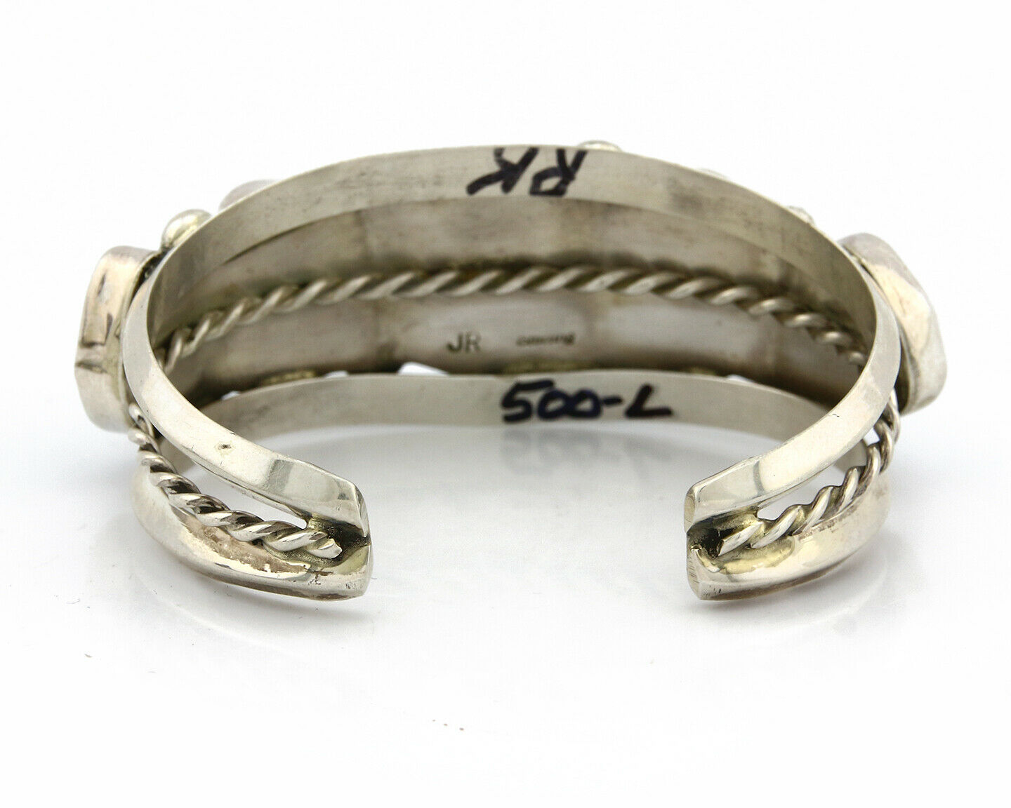 Navajo Bracelet .925 Silver Sleeping Beauty Turquoise Signed JR C.80's