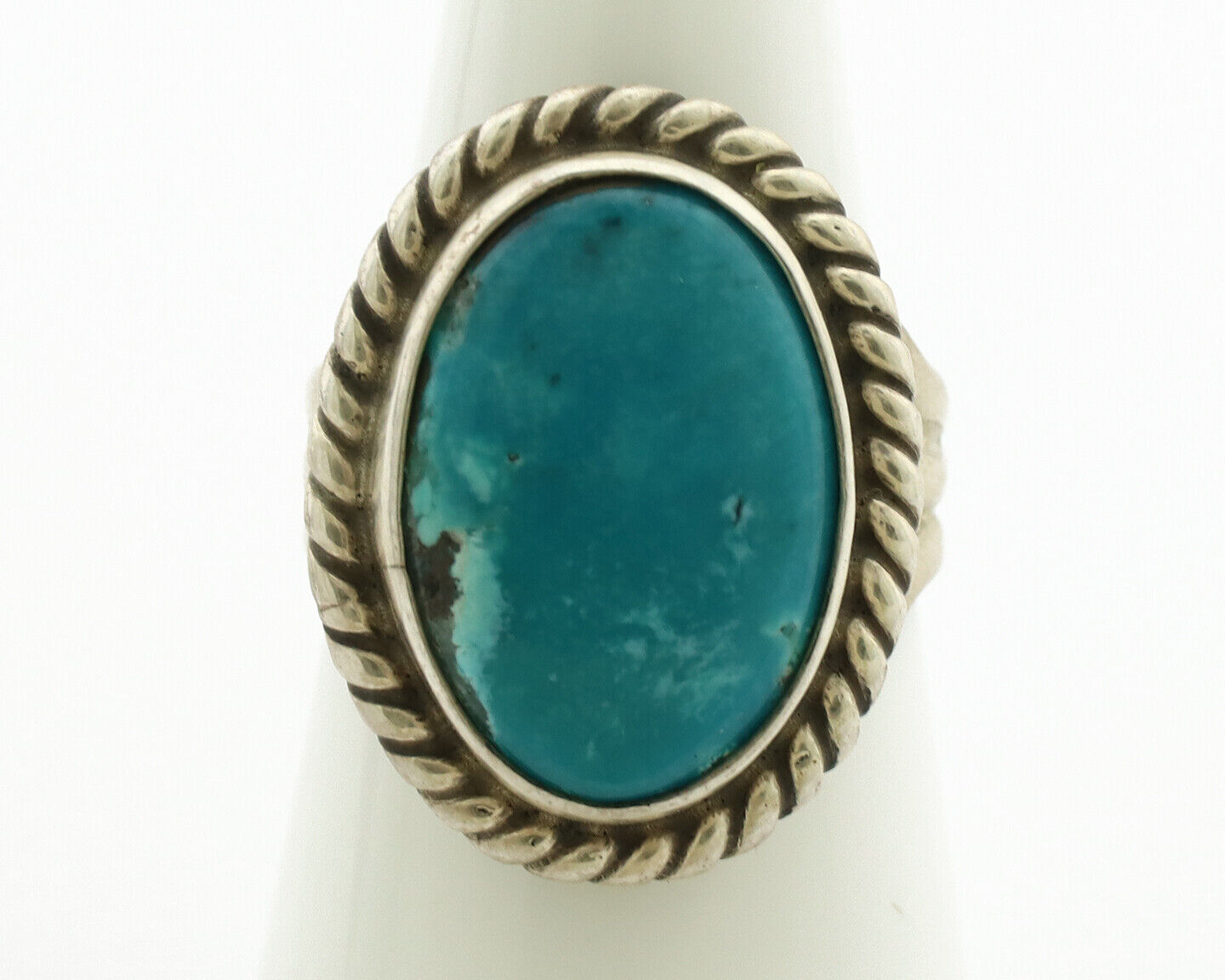 Navajo Ring .925 Silver Natural Blue Turquoise Native American Artist C.1980's