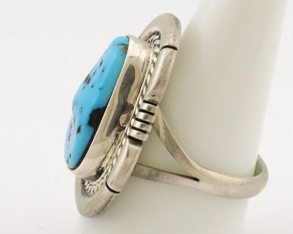 Navajo Ring .925 Silver Sleeping Beauty Turquoise Artist Signed E Etsitty C.80's