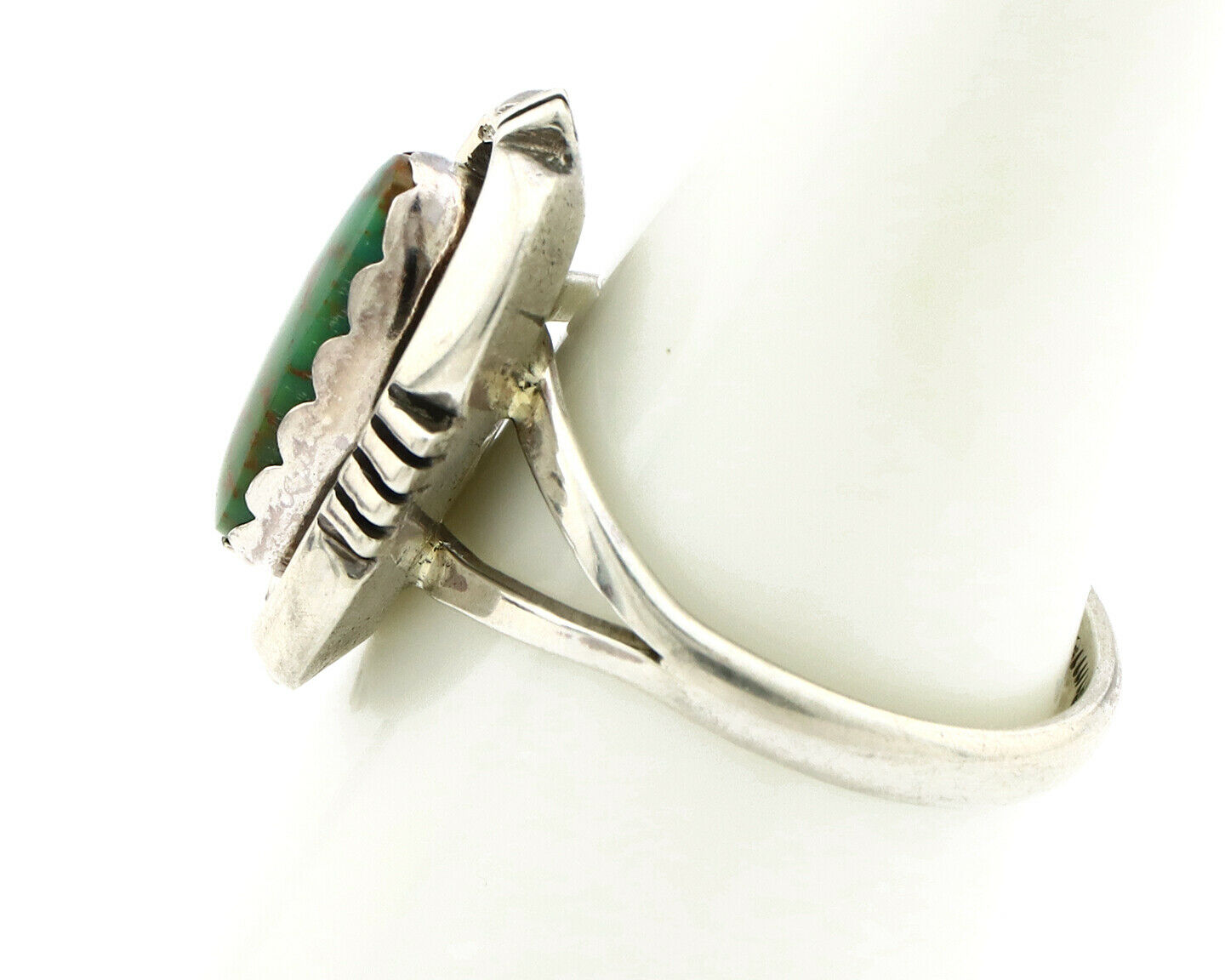 Navajo Ring .925 Silver Kingman Turquoise Handmade Native American Artist C.80's