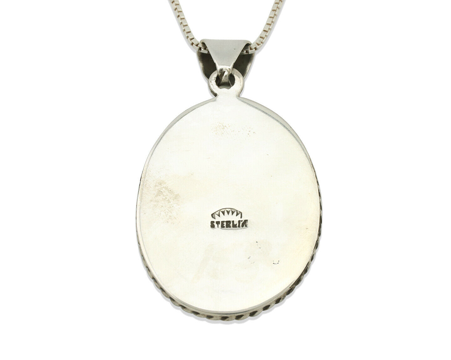 Navajo Handmade Pendant Necklace .925 Silver Artist Signed Sunrise C.80's