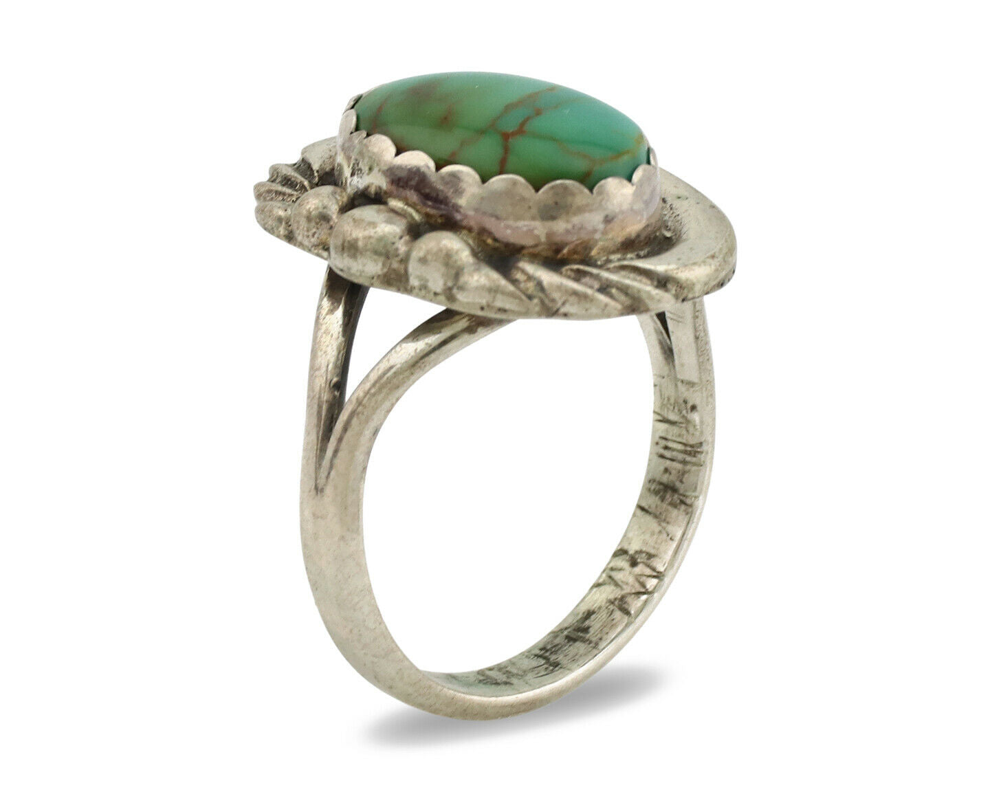 Navajo Ring .925 Silver Kingman Turquoise Native American Artist C.1980's