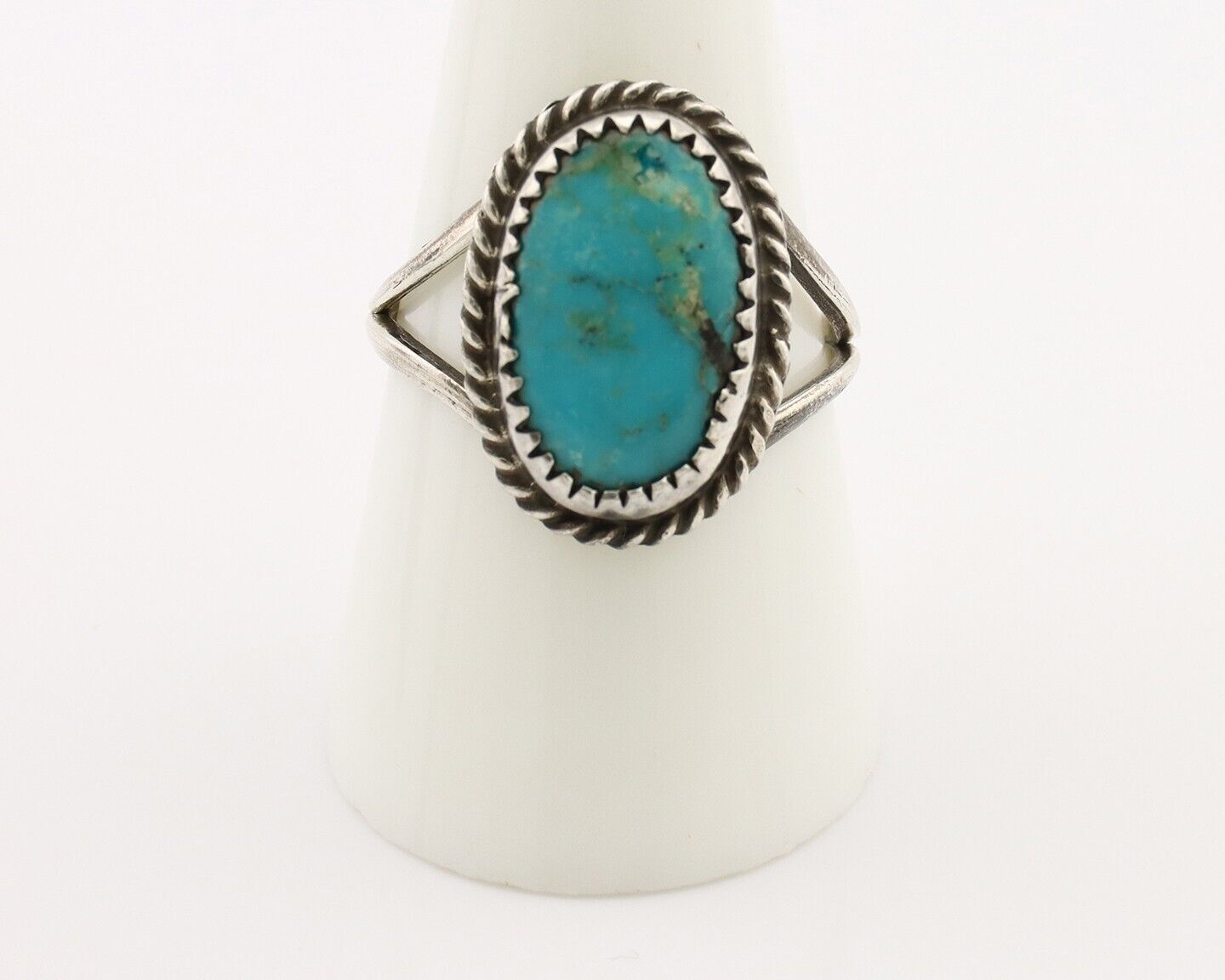 Navajo Handmade Ring 925 Silver Kingman Turquoise Artist Signed MC C.80's