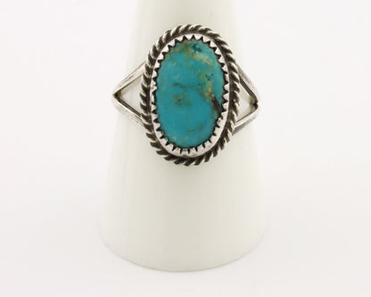 Navajo Handmade Ring 925 Silver Kingman Turquoise Artist Signed MC C.80's