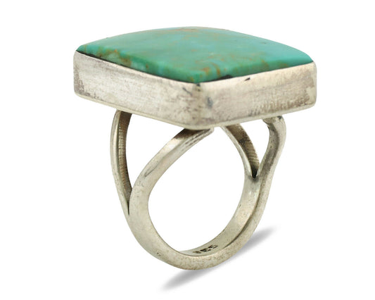 Navajo Ring .925 Silver Kingman Turquoise Artist Signed Gecko C.80's
