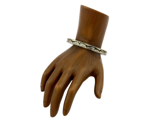 Navajo Bracelet .925 Silver SOLID 14k Yellow Gold Signed MM Rogers & NJ C80-90s