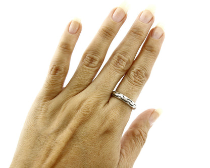 Women's Navajo Ring .925 SOLID Silver Hand Stamped Circa 1980's