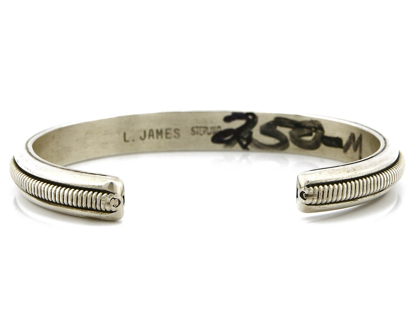 Women's Navajo Bracelet .925 Silver Handmade Cuff Signed L. James C.1980's