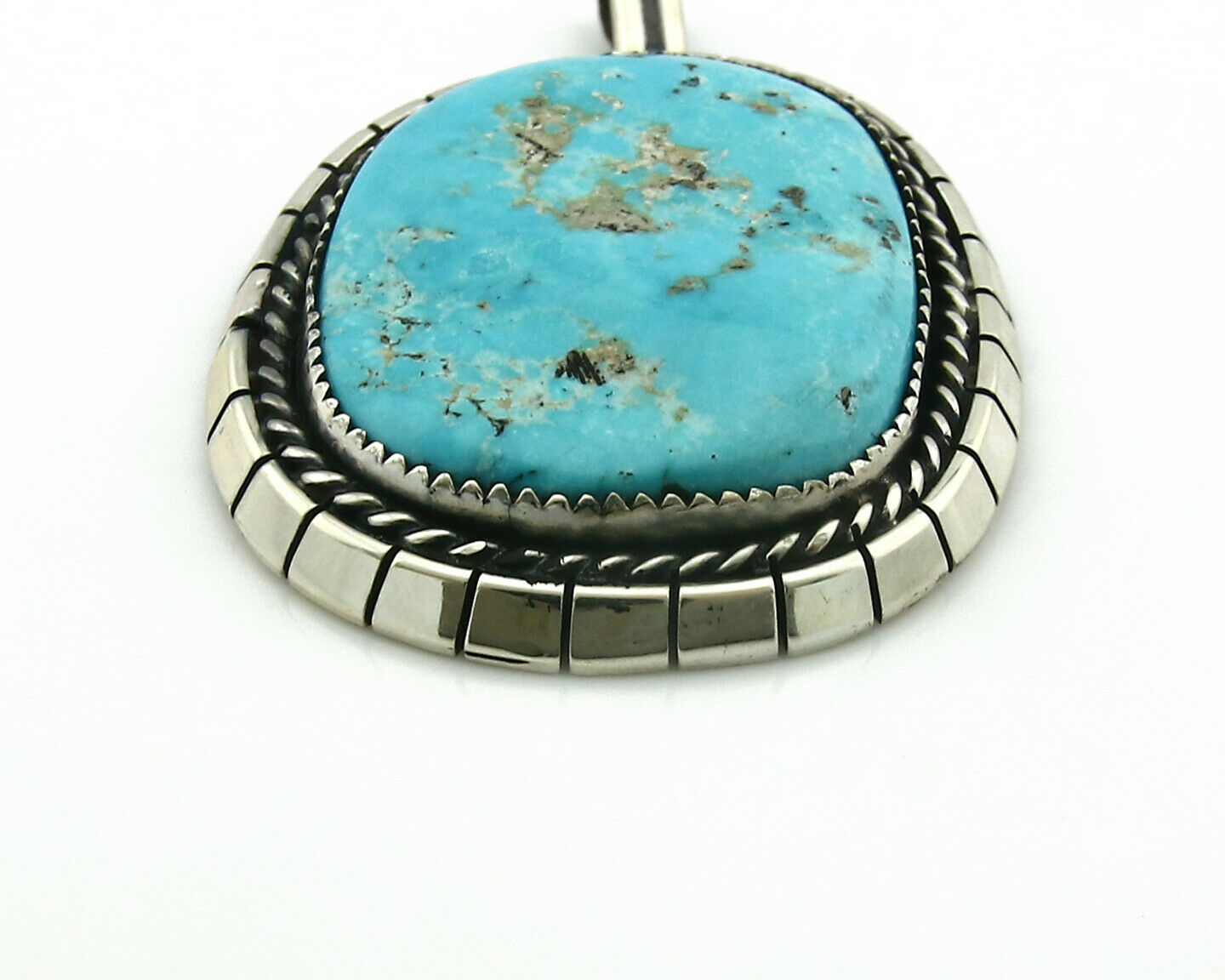 Navajo Pendant .925 Silver Kingman Turquoise Signed Artist Tom Willeto C.80's