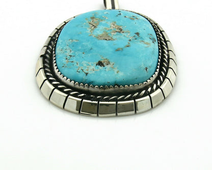 Navajo Pendant .925 Silver Kingman Turquoise Signed Artist Tom Willeto C.80's