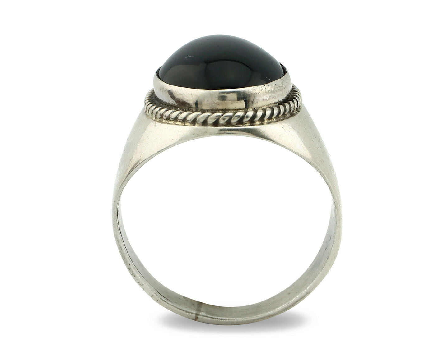 Navajo Ring .925 Silver Handmade Black Onyx Native American Artist C.80's