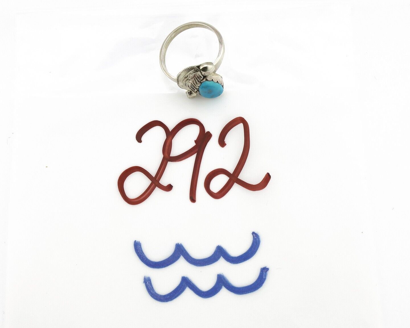 Zuni Ring 925 Silver Natural Mined Blue Turquoise Artist Signed Simplicio C.80's