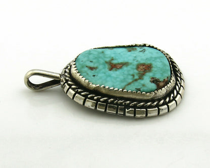 Navajo Pendant .925 Silver Kingman Turquoise Signed Artist Tom Willeto C.80's