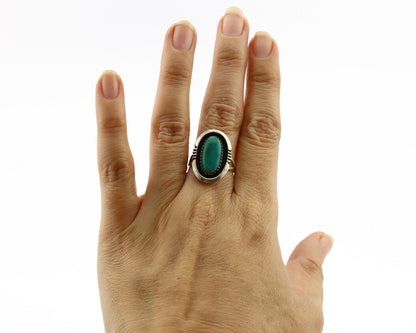 Navajo Ring .925 Silver Kingman Turquoise Native American Artist C.1980's
