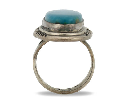 Navajo Ring 925 Silver Nevada Blue Turquoise Artist Signed D Zachary C.80s
