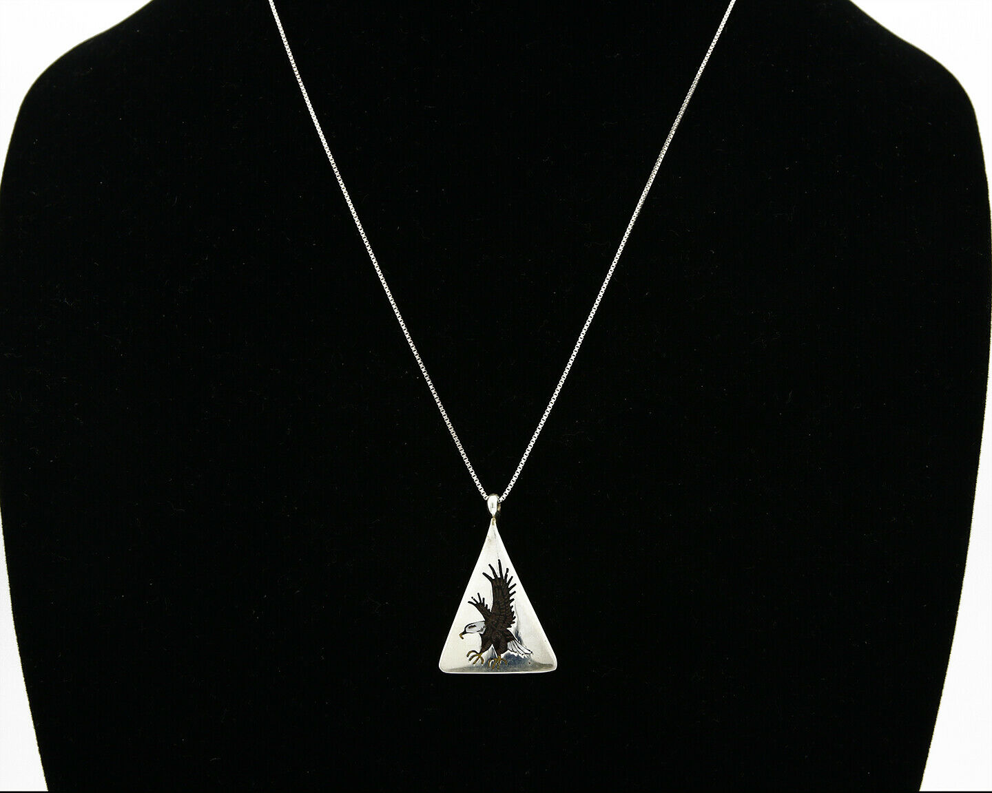 Zuni Inlaid Gemstone Pendant Red Robin .925 Silver Signed WATCHMAN Necklace