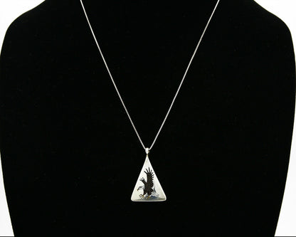 Zuni Inlaid Gemstone Pendant Red Robin .925 Silver Signed WATCHMAN Necklace