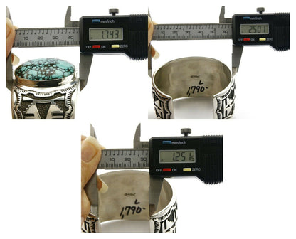 Navajo Cuff Bracelet .925 Silver Spiderweb Turquoise Signed Tommy Jackson C.80's