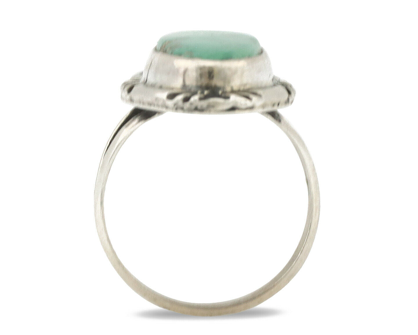 Navajo Ring .925 Silver Kingman Turquoise Native Artist Signed C.80's