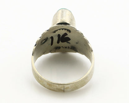 Navajo Ring .925 Silver Kingman Turquoise Artist Signed Apache C.80's