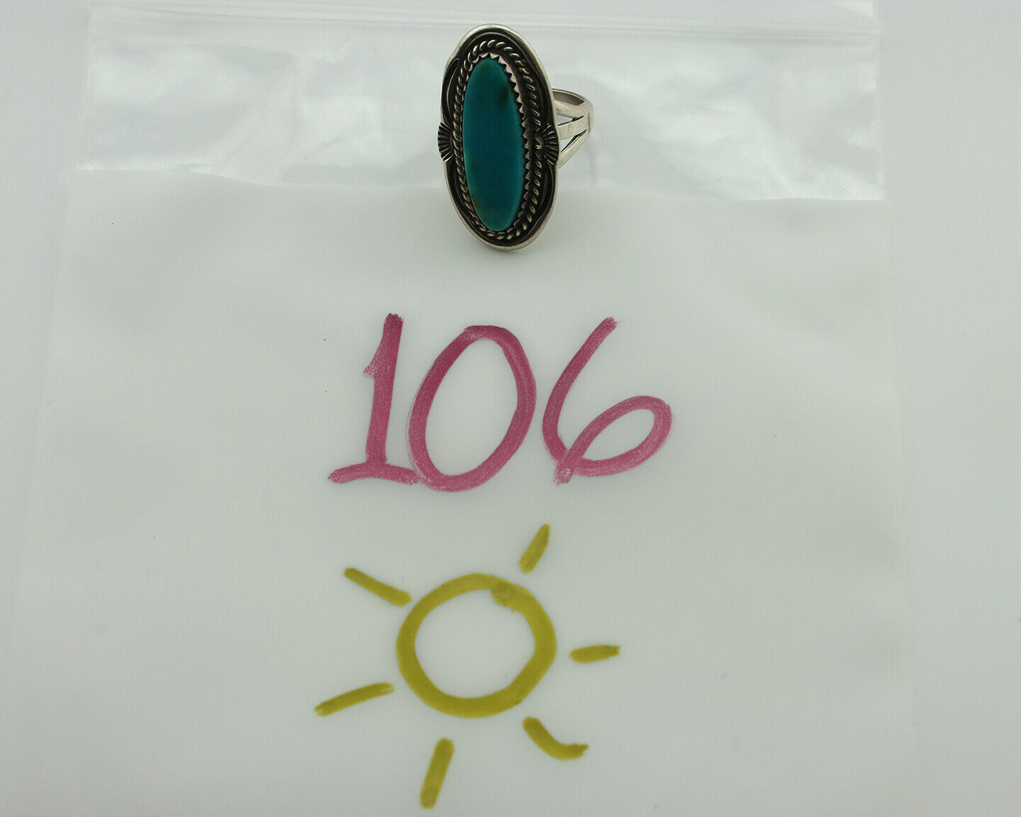 Navajo Ring 925 Silver Southwest Blue Turquoise Artist Signed Begay C.80's