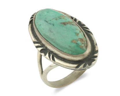 Navajo Ring .925 Silver Natural Turquoise Artist Signed Native American C.80's