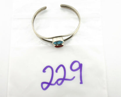 Navajo Bracelet .925 Silver Coral & Turquoise Artist Native American Artist C.90