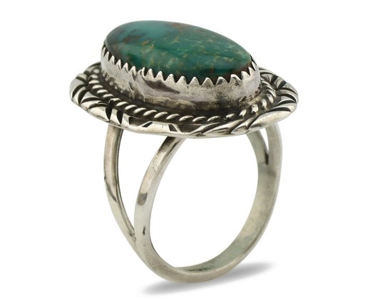 Navajo Ring .925 Silver Turquoise Mountain Native American C.80's
