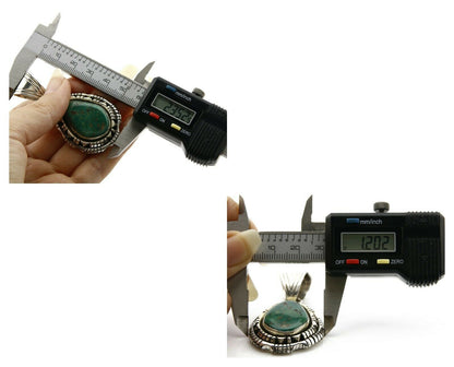 Navajo Pendant .925 Silver Kingman Turquoise Signed Artist FT C.80's