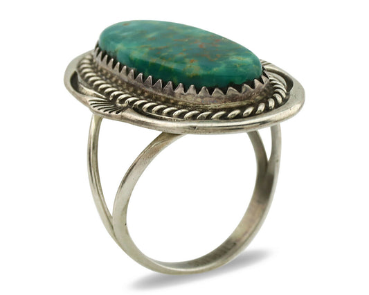 Navajo Ring .925 Silver Kingman Turquoise Native American Artist C.1980's