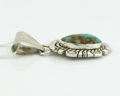 Navajo Necklace .925 Silver Kingman Turquoise Signed JP C.1980's