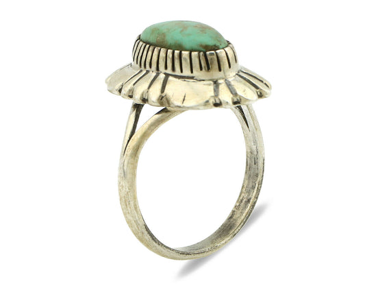 Navajo Ring .925 Silver Green Turquoise Artist Signed M Montoya C.80's