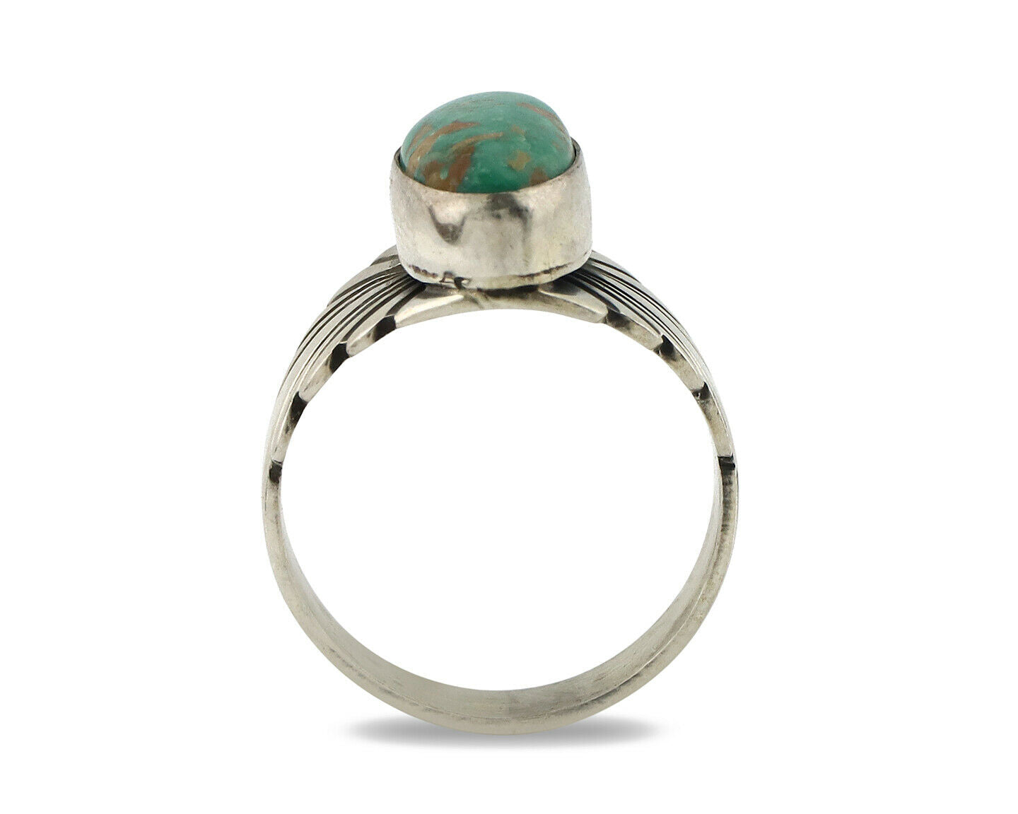 Navajo Ring .925 Silver Blue Green Arizona Turquoise Artist Signed Apache C.80's