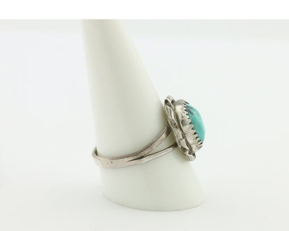 Navajo Handmade Ring .925 Silver Kingman Turquoise Native Artist C.80's
